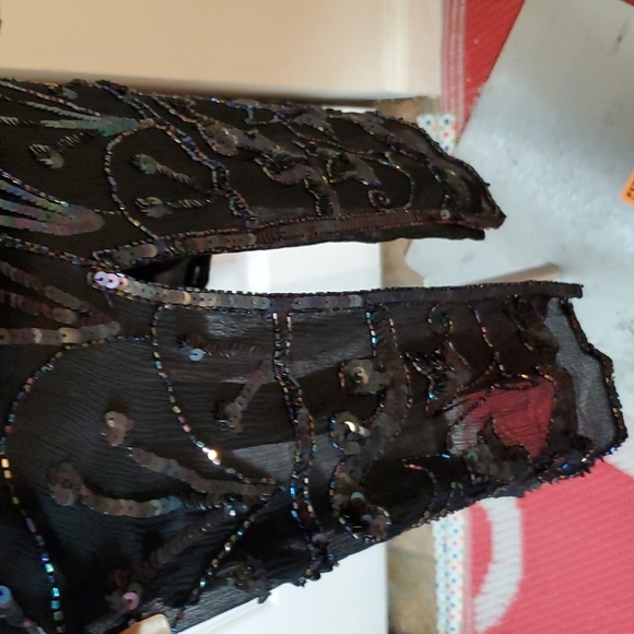 VINTAGE SILK Sequins bubble sleeve dress - Picture 7 of 15